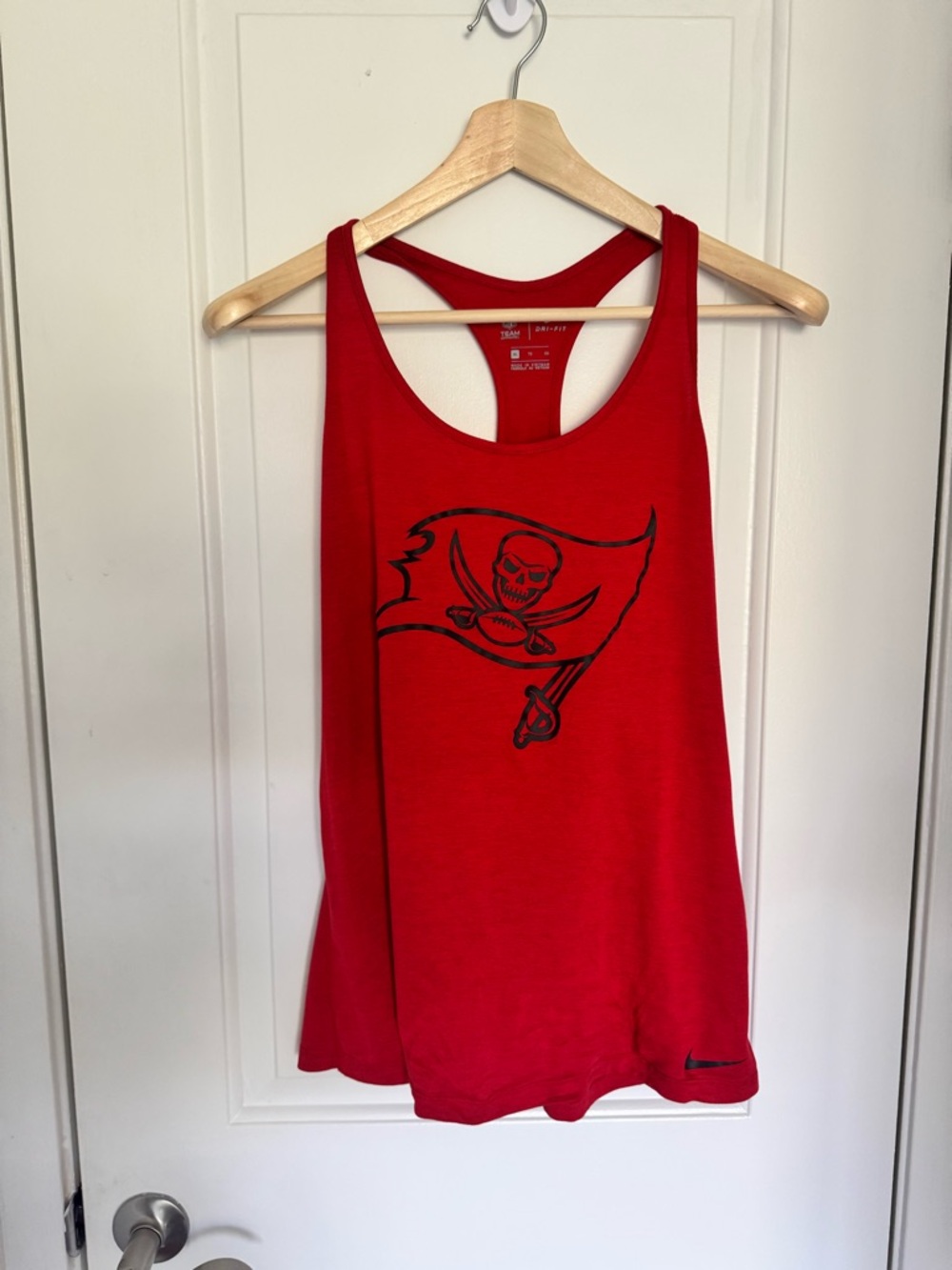 NFL Tampa Bay Buccaneers Women's Red Racerback Tank Flag Graphic Game Day Bucs X
